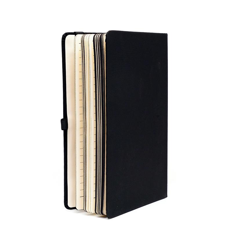 Customised Pu Leather Note Book With Elastic & Pen Holder - Black